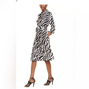 Calvin Klein Black and White Zebra Print Dress